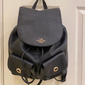 Coach leather turnlock drawstring backpack purse